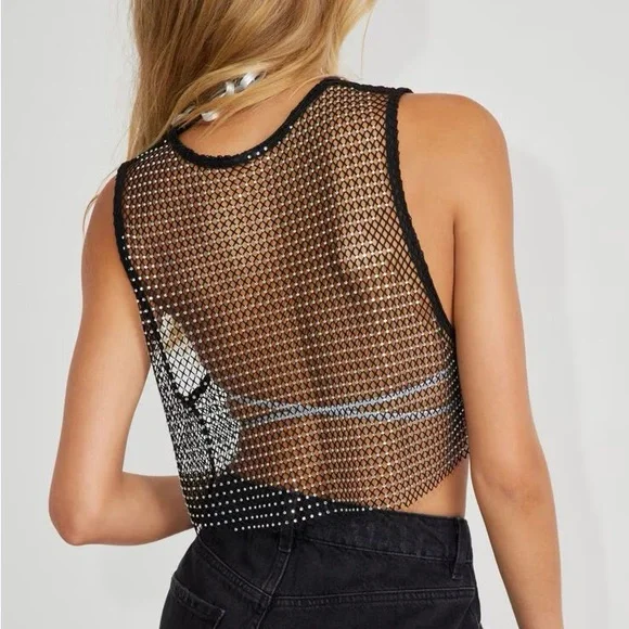 Garage Rhinestone Mesh Top - Picture 2 of 8